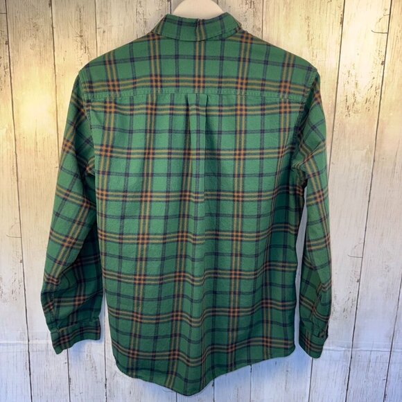 Eddie Bauer Classic Fit Flannel Shirt Men's Size Large Green Plaid Long Sleeve - Picture 7 of 10